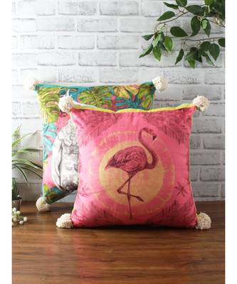 Eyda Digital Print Multi Color Velvet Reversible Cushion Cover Set of 2 1