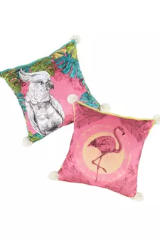 Eyda Digital Print Multi Color Velvet Reversible Cushion Cover Set of 2