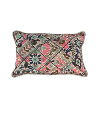 Eyda Multi Color Embroidered Cotton Cushion Cover Set of 2 5