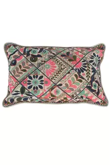 Eyda Multi Color Embroidered Cotton Cushion Cover Set of 2