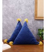 Eyda Super Soft Velvet Blue Color Set of 2 Triangle Filled Cushion