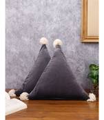 Eyda Super Soft Velvet Grey Color Set of 2 Triangle Filled Cushion