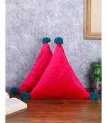 Eyda Super Soft Velvet Fuchsia Color Set of 2 Triangle Filled Cushion