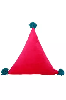 Eyda Super Soft Velvet Fuchsia Color Set of 2 Triangle Filled Cushion