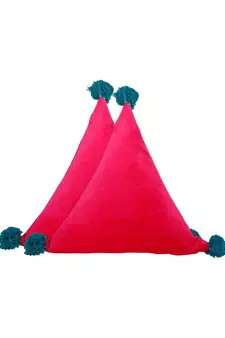 Eyda Super Soft Velvet Fuchsia Color Set of 2 Triangle Filled Cushion
