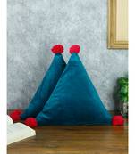 Eyda Super Soft Velvet Blue Color Set of 2 Triangle Filled Cushion