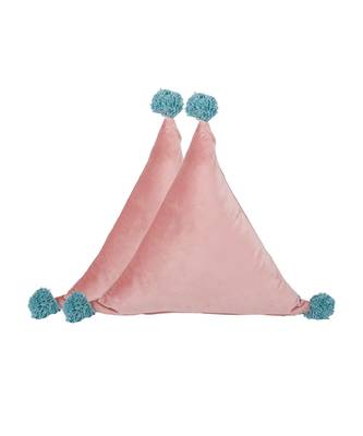 Eyda Super Soft Velvet Peach Color Set of 2 Triangle Filled Cushion 4