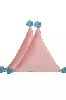 Eyda Super Soft Velvet Peach Color Set of 2 Triangle Filled Cushion