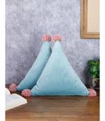 Eyda Super Soft Velvet Aqua Color Set of 2 Triangle Filled Cushion