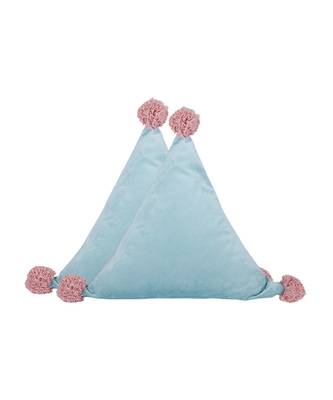 Eyda Super Soft Velvet Aqua Color Set of 2 Triangle Filled Cushion 4
