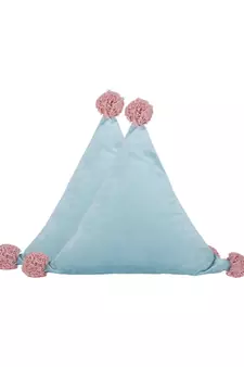 Eyda Super Soft Velvet Aqua Color Set of 2 Triangle Filled Cushion