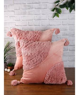 Eyda Super Soft Velvet Peach Color Set of 2 Cushion Cover 1