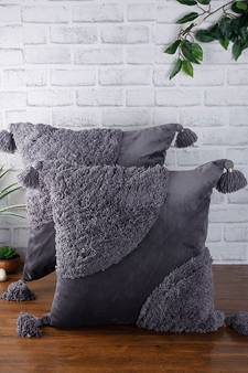 Eyda Super Soft Velvet Grey Color Set of 2 Cushion Cover