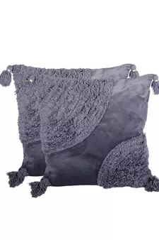 Eyda Super Soft Velvet Grey Color Set of 2 Cushion Cover