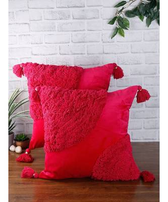 Eyda Super Soft Velvet Fuchsia Color Set of 2 Cushion Cover 1