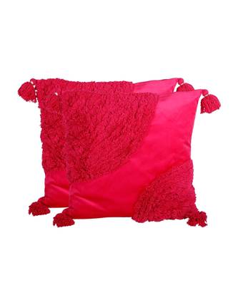 Eyda Super Soft Velvet Fuchsia Color Set of 2 Cushion Cover 4