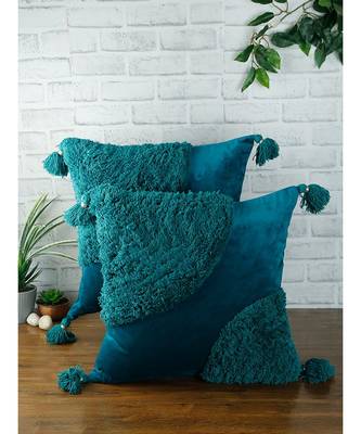 Eyda Super Soft Velvet Blue Color Set of 2 Cushion Cover 1