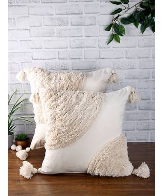 Eyda Super Soft Velvet Ivory Color Set of 2 Cushion Cover 1