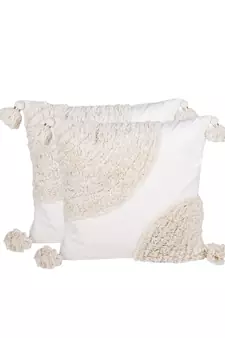 Eyda Super Soft Velvet Ivory Color Set of 2 Cushion Cover