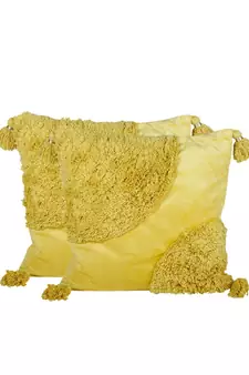 Eyda Super Soft Velvet Yellow Color Set of 2 Cushion Cover