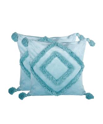 Eyda Super Soft Velvet Aqua Color Set of 2 Cushion Cover 4