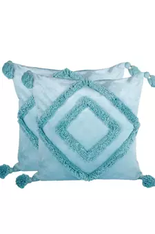 Eyda Super Soft Velvet Aqua Color Set of 2 Cushion Cover