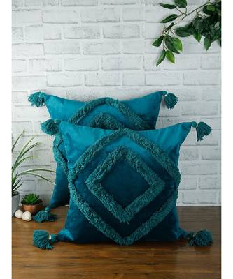 Eyda Super Soft Velvet Blue Color Set of 2 Cushion Cover 1