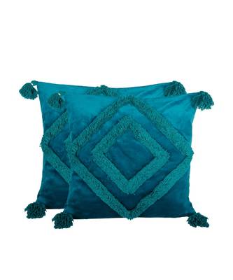 Eyda Super Soft Velvet Blue Color Set of 2 Cushion Cover 4