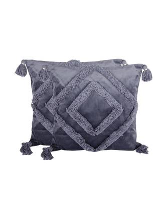 Eyda Super Soft Velvet Grey Color Set of 2 Cushion Cover 4