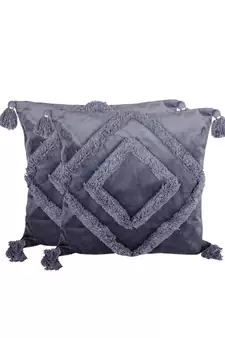 Eyda Super Soft Velvet Grey Color Set of 2 Cushion Cover