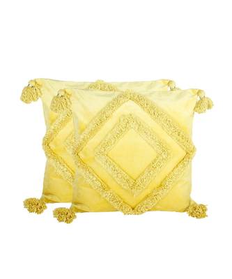 Eyda Super Soft Velvet Yellow Color Set of 2 Cushion Cover 4