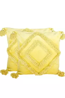 Eyda Super Soft Velvet Yellow Color Set of 2 Cushion Cover