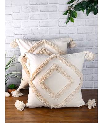 Eyda Super Soft Velvet Ivory Color Set of 2 Cushion Cover 1