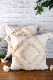 Eyda Super Soft Velvet Ivory Color Set of 2 Cushion Cover