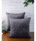 Eyda Super Soft Velvet grey Color Set of 2 Quilted Cushion Cover