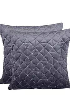 Eyda Super Soft Velvet grey Color Set of 2 Quilted Cushion Cover