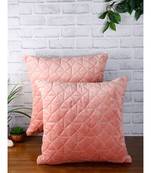 Eyda Super Soft Velvet Peach Color Set of 2 Quilted Cushion Cover