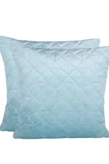 Eyda Super Soft Velvet Aqua Color Set of 2 Quilted Cushion Cover