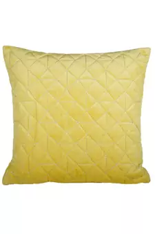 Eyda Super Soft Velvet Yellow Color Set of 2 Quilted Cushion Cover