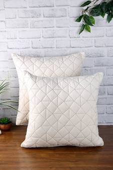 Eyda Super Soft Velvet Ivory Color Set of 2 Quilted Cushion Cover