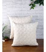 Eyda Super Soft Velvet Ivory Color Set of 2 Quilted Cushion Cover