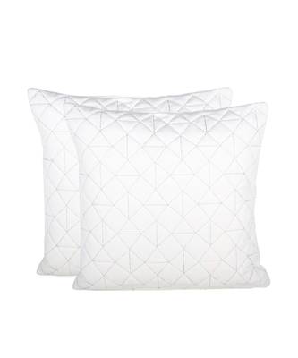 Eyda Super Soft Velvet Ivory Color Set of 2 Quilted Cushion Cover 4