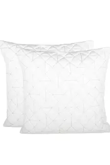 Eyda Super Soft Velvet Ivory Color Set of 2 Quilted Cushion Cover