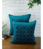 Eyda Super Soft Velvet Blue Color Set of 2 Quilted Cushion Cover