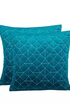 Eyda Super Soft Velvet Blue Color Set of 2 Quilted Cushion Cover