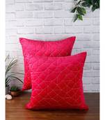 Eyda Super Soft Velvet Fuchsia Color Set of 2 Quilted Cushion Cover