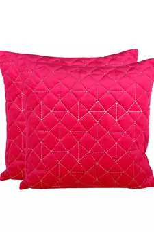 Eyda Super Soft Velvet Fuchsia Color Set of 2 Quilted Cushion Cover
