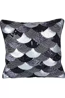 Eyda Black and Silver Embellished Set of 2 Cushion Cover
