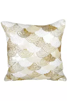 Eyda Gold and Silver Color Embellished Set of 2 Cushion Cover