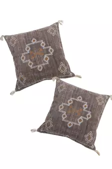 Eyda Linen Embroidered Cushion Covers Set of 2